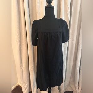 Old Navy Linen Black Mini Dress with Puff Sleeves
